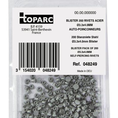 200 samoprerážacích oceľových nitov Ø3.3x4.0MM – blistrové balenie