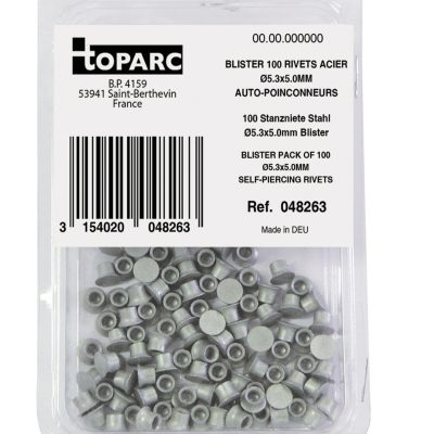 100 samoprerážacích oceľových nitov Ø5.3x5.0MM – blistrové balenie