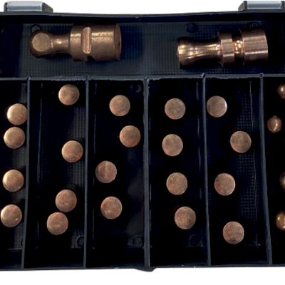 Box: 20 elektródových čiapočiek typu A + 6 typu F + 2 okrúhle elektródy (C6 a G2)